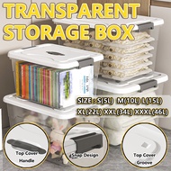 ✨【】✨ 46L Transparent Storage Box with Lid Stackable Plastic Storage Organizer Container Clothes Toys