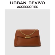 URBAN REVIVO อุปกรณ์เสริมสำหรับสุภาพสตรีใหม่แฟชั่นกระเป๋าสะพายข้างความจุขนาดใหญ่ AW04BG3N2002 Yellow brown