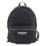 成色極佳 ▼ BURBERRY 男士尼龍皮革雙肩包，橡膠Logo，黑色，銀色五金，附防塵袋