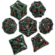 Metal DND Dice Set, 7 Pcs Polyhedral D&D Dragon Hollow Dice for Dungeons and Dragons RPG Games, D20 
