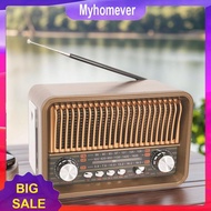 Portable FM AM SW Radio with BT Speaker LED Flashlight Vintage Radio Radio