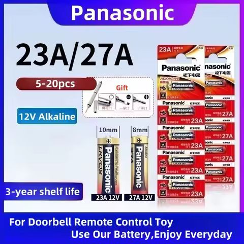 Panasonic 5PCS 27A /23A 12V 23GA A23S/A27 alkaline battery Long-Lasting Power Battery 23A