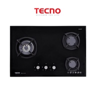 Tecno T23TGSV 75cm 3-Burner Glass Hob with Inferno Wok Burner