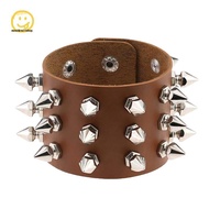 Sunshineshop PU Leather Studded Bracelet Punk Spike Rivets Cuff Wristband Retro Ro Rivet Wristband W