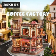 Robotime ROKR [Coffee Factory] diy Wooden Assembly and Gift Factory Set CP Birthday Gift