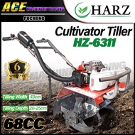 HARZ Mini Tiller Cultivator 68cc HZ-6311 Rotary Mini Tiller 2-Stroke Engine