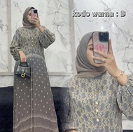 Gamis Wanita Set Hijab Gisel Dres BV Bahan Lionel Rici Gradasi Dress Batik Kondangan Modern Elegan