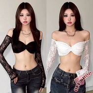 OFF SHOP New 2025 Long-Sleeved Shirt OFF-Shoulder Sexy Lace' FY2832