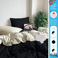 GONI CHILL duvet cover set in Milk Black - Elastic bed sheets 4-25cm high, sizes 1m, 1m2, 1m4, 1m6, 