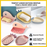 Tempat Sabun Batang Model Ikan Paus - Buah - Nanas / Rak Holder Kamar Mandi Wadah Tirisan Spons Cuci Piring / Holder Plastik Saringan Sabun Mandi Serbaguna Bentuk Lucu Karakter Unik Minimalis Souvenir Wedding Penikahan - GP Mall