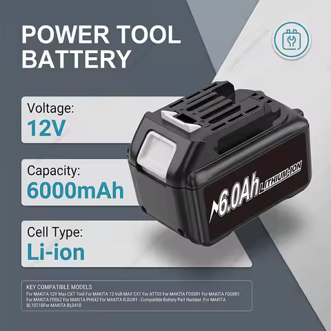 Rechargeable Battery 12V 6Ah Lithium Pack for Makita Power Tools BL1016 BL1021B BL1041B Electric Dri