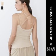 JAPAN PATENTED 24HRS Bra Padded Cross Back Camisole ｜ Sexy Anti-Sagging Up Fit Top Sleep BAMBI WATER