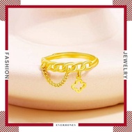 Korea Style Four Leaf Pendant 916 Gold Ring Lovely Jewelry for Women Girls