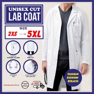 LAB COAT UNISEX READY STOCK BAJU MAKMAL BORONG MURAH BAJU KOT JUBAH MAKMAL SEKOLAH PUTIH WHITE COAT 