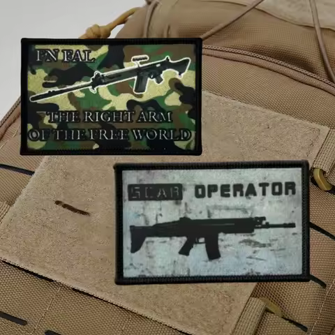 FN FAL Gun Tactical Morale Badge Printed Patch on Clothing Hook Loop SCAB OFERATOR Military Patches 