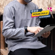 Promo Baju Koko Kurta Pria Dewasa Lengan Panjang Tanpa Kerah Katun Madinah Polos Size Jumbo