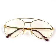 Cartier復古Trinity雙橋眼鏡，金色和波爾多紅配色，57□16，135°，法國製造，男士款，品相極佳。