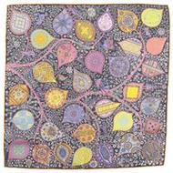 二手愛馬仕 Gavroche 45 圍巾，「L'Arbre de Vie」（生命之樹）絲綢，黑色/顏色，女士款。