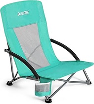 G4Free Low Beach Chair for Camping Concert Lawn, Folding Sling Compact Backpack with Carry Bag