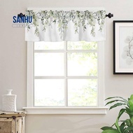 Sage Green Curtain Valance for Windows Watercolor Eucalyptus Leaf Rod Pocket Valance Window Treatments Plant Leaves Durable Easy to Use
