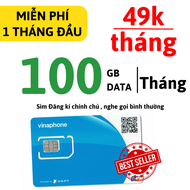 TẶNG 100GB - Sim Vinaphone 5G TD49 100GB/tháng Miễn Phí 1 Tháng Đâu Nạp Tiền Theo Tháng Tiết Kiệm Ch