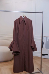 Bell sleeve dress🔔 เดรสเชิ้ตทรงกึ่งเข้ารูป แขนรูดระบายย้วย ดีเทลสวยหรูมาก[N Able Style]