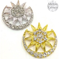 Aksesori 990 5cm Kerongsang Songkok Bulan Bintang Songkok Gold Silver