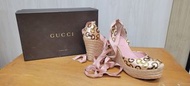 二手 GUCCI 綁帶 4寸高鞋 34～35號
