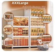 iGlobalStore - 可摺疊書櫃、[4層] 帶門衣櫃、有輪折疊儲物櫃、帶蓋儲物盒、收納箱、收納櫃，適合家庭、辦公室、臥室的儲物箱