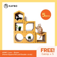 KAFBO Cat Scratching Furniture HOME 5 pcs Set – Brown ที่ลับเล็บแมว ที่ข่วนเล็บแมว ที่นอนแมว บ้านแมว