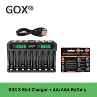 GOX 8 Slots Smart Battery Charger Independent Charging Battery Charger For Eneloop PRO 1.2V AA/AAA N