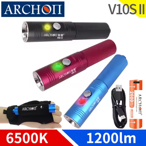 Archon V10s II Scuba Diving Light Flashlight Portable Underwater Lamp 1200 Lumen With 18650 Battery 