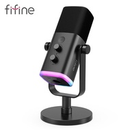 FIFINE AM8 XLR/USB Gaming Microphone for Podcast Recording, Dynamic RGB Mic with Quick Mute, headpho