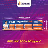 200x50cm | Spanduk Banner Agen Bank Custom BRILink Mandiri BNI46 BJB BSI Smart Toko Baliho Mini ATM