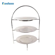 [Koolsoo] 3-Tier Cake Stand Stainless Steel Dessert Stand Elegant 3-Tier Server for Party