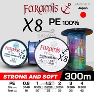 Senar PE Faramis X8 200 | 300 Meter Kuat Halus Multi Colour