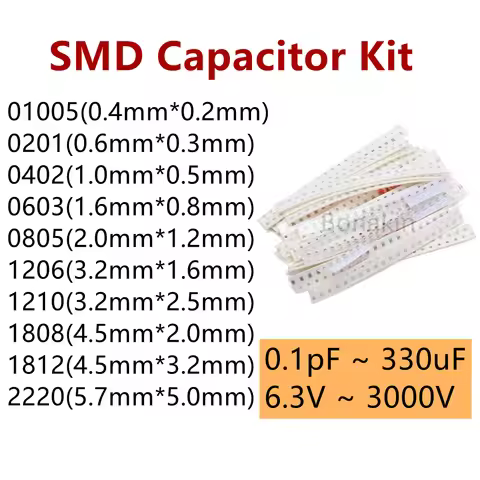 01005 0201 0402 0603 0805 1206 1210 1808 1812 2220 SMD Ceramic Capacitor Assorted Kit 10uF 10nF 100n