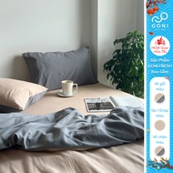 GONI FRESH duvet cover set in Beige Gray - Elastic bed sheets 4-25cm high, sizes 1m, 1m2, 1m4, 1m6, 