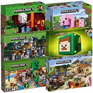 minecraft toy minecraft figure Produk baru pada tahun 2025, siri Minecraft, rumah, kampung, hadiah u