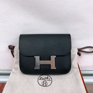 全新 Hermes constance slim 黑銀康康皮夾
