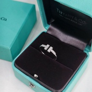 Tiffany 雙T白金滿鑽戒指 51碼
