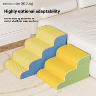 [ER] 3/4 Tier Dog Stairs Ladder Memory Foam Sponge Dogs Sofa Removable And Washable Portable Trainin