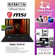 MSI Raider 18 HX AI Gaming Laptop — RTX5080 - 18" UHD+ Mini LED 120Hz - Intel Core Ultra 9 - 64GB RA