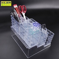 Pemegang Pen Keji Rak Pen Desktop Berbilang Grid Gaya Segar Persegi Penyimpanan Desktop Pejabat Alat