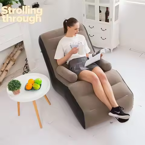 Folding Lazy Sofa,Inflatable Lounge Chair Thickened Durable Folds,Compactly Gaming Lounger Air Bench