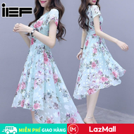 DUOHANZI đầm dự tiệc cưới sang chảnh 2022 Váy Cho Nữ Mori Đầm Tay Ngắn Lụa Băng Mỏng In Họa Tiết Khô