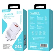 KAKUSIGA KSC-914 charger 2.4A fast charing dual usb adapter dual-port usb wall phone charger