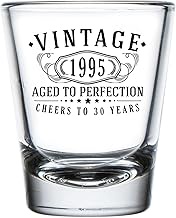 Vintage 1995 Black Printed 1.75oz 1pk Shot Glass - Happy 30th Birthday Gifts Women Men, Cheers to 30