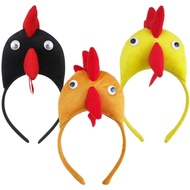 VOSAREA 3PCS Chicken Headbands Chicken Hair Hoops Plush Rooster Headbands 3D Hair Band Chicken Headp