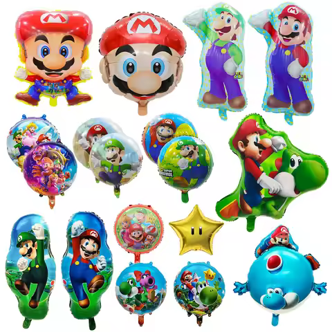 Cartoon Mario Bros Balloon Set Mario Luigi Game Themed Birthday Party Decoration Peach Princess Alum
